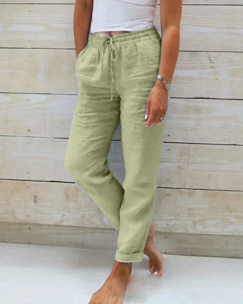Nora | Women's White Linen Pants