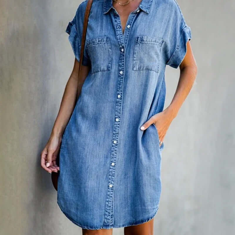 Women's Denim Shirt Dress | Casual Button-Down Style