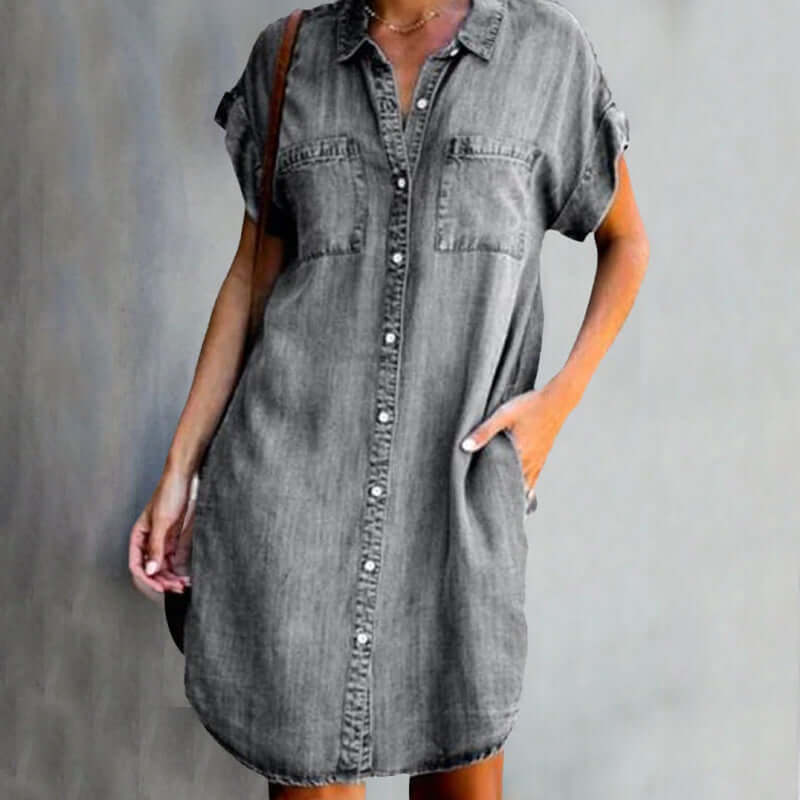 Women's Denim Shirt Dress | Casual Button-Down Style