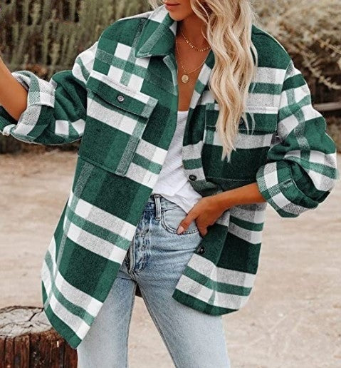 Plaid Oversized Shacket for Women