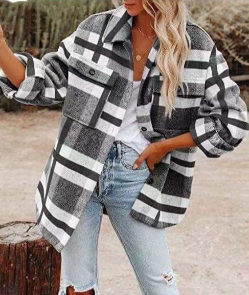Plaid Oversized Shacket for Women