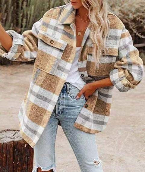 Plaid Oversized Shacket for Women