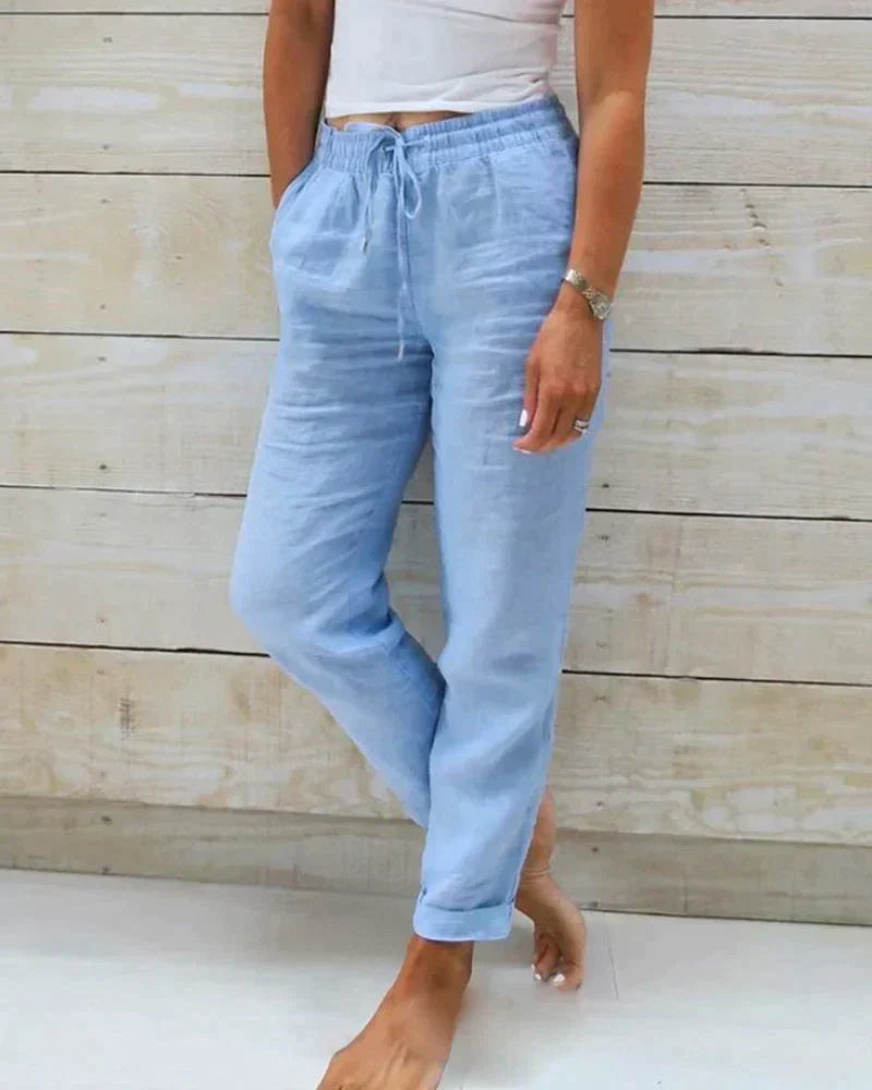 Nora | Women's White Linen Pants