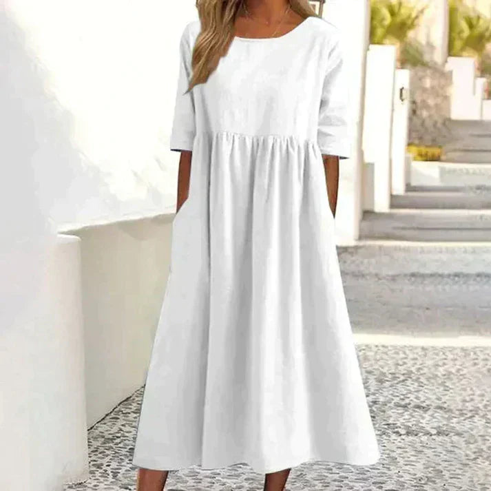 Women's Summer Dress | Elegant Cotton-Linen Dress