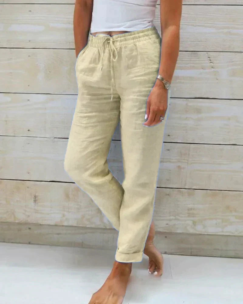 Nora | Women's White Linen Pants