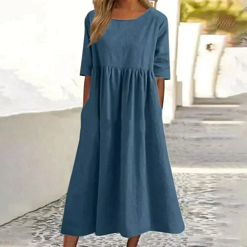 Women's Summer Dress | Elegant Cotton-Linen Dress