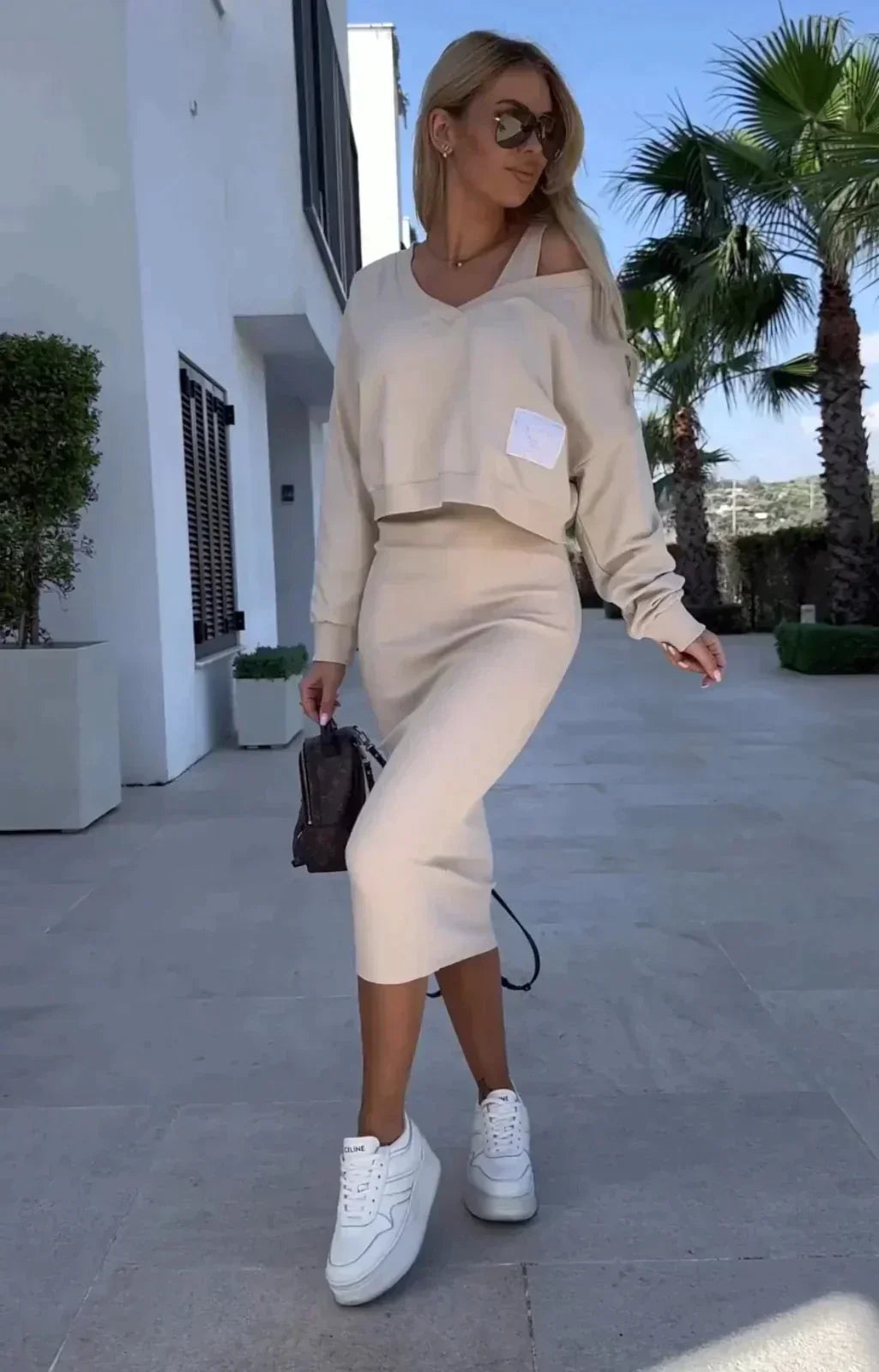 Women's Ribbed Knit 2-Piece Skirt Set | Chic & Cozy