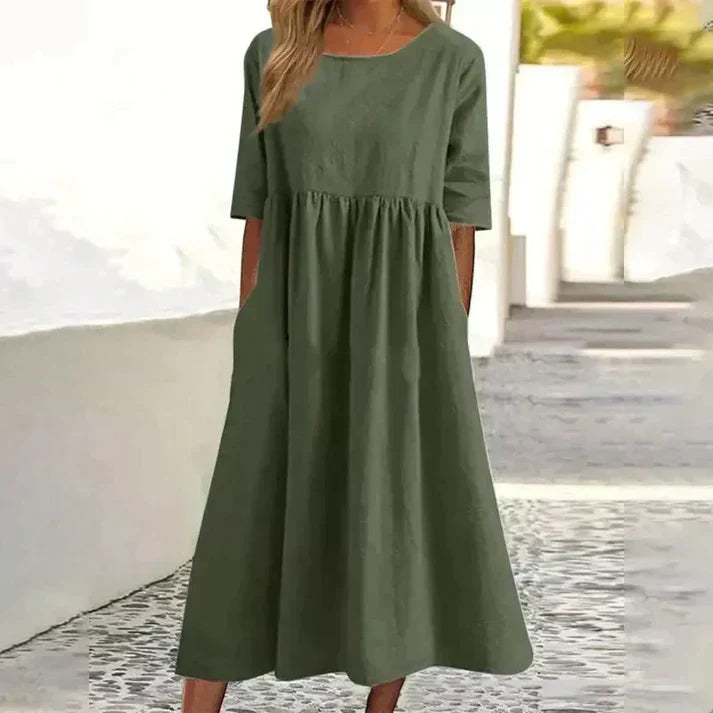 Women's Summer Dress | Elegant Cotton-Linen Dress