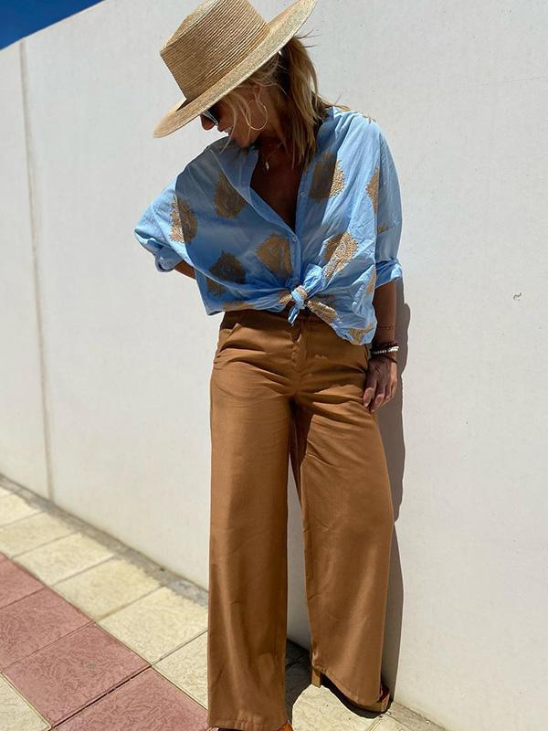 Women's Linen Printed Blouse