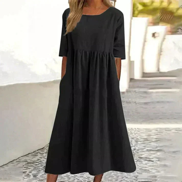 Women's Summer Dress | Elegant Cotton-Linen Dress