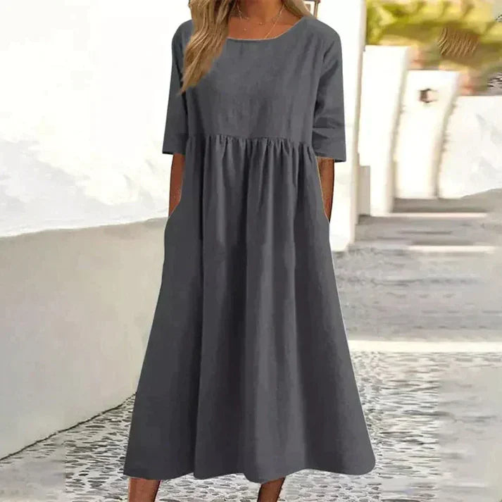 Women's Summer Dress | Elegant Cotton-Linen Dress