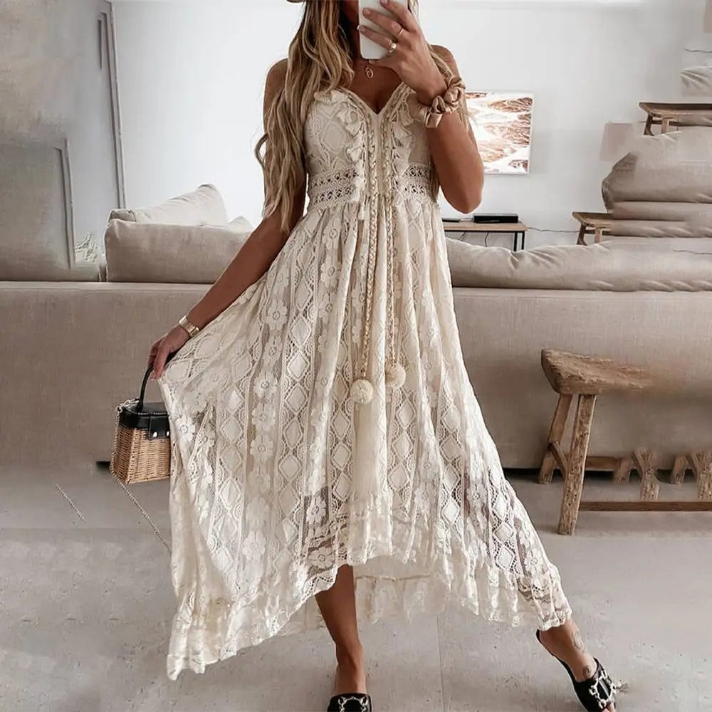 Bohemian Lace Maxi Dress | Elegant Summer Outfit