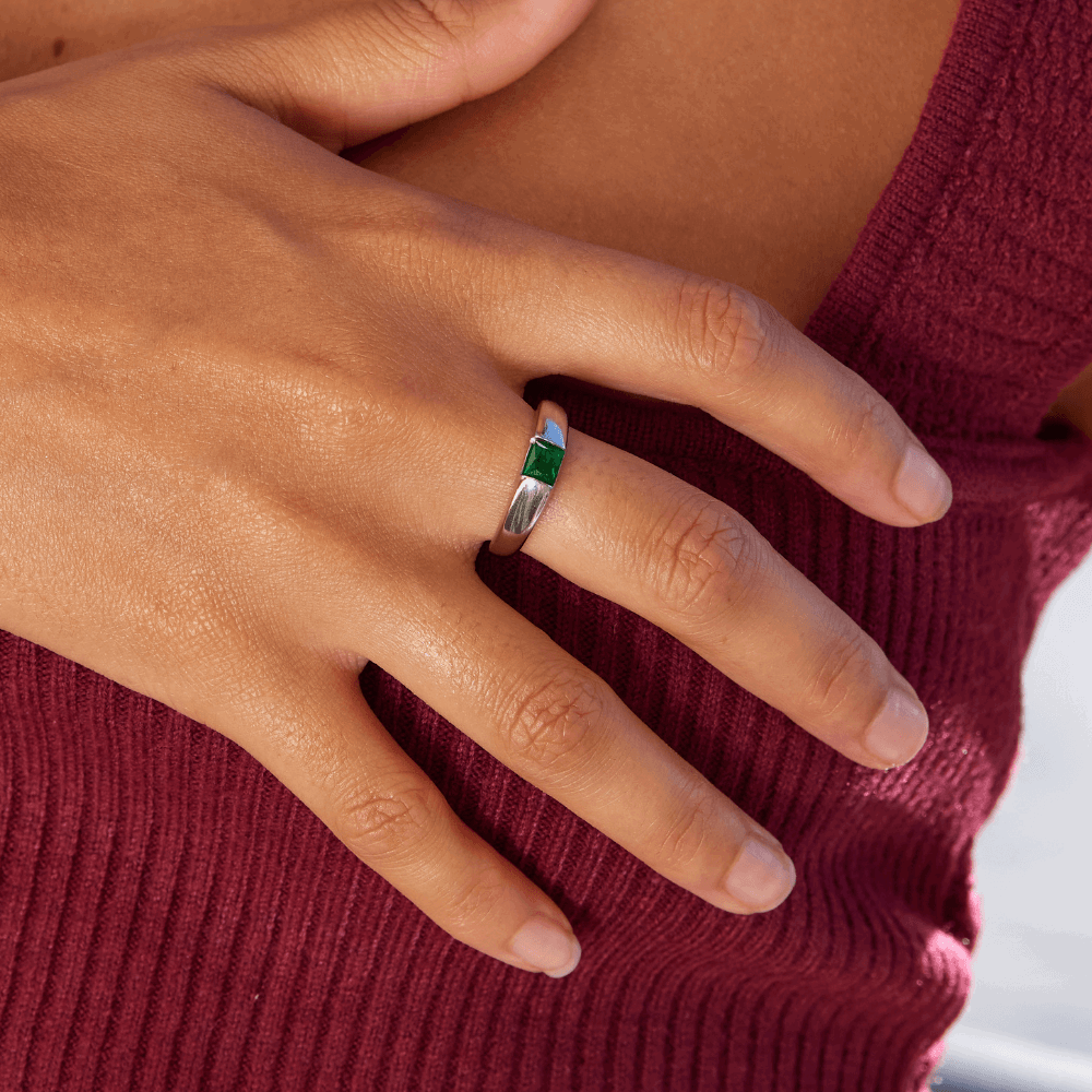Ember Silver & Emerald Ring - SANTORINI