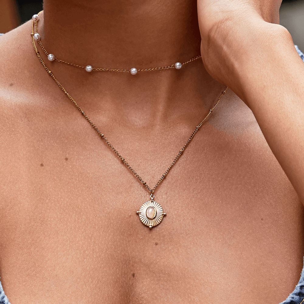 Monique Vintage Stone Necklace - SANTORINI