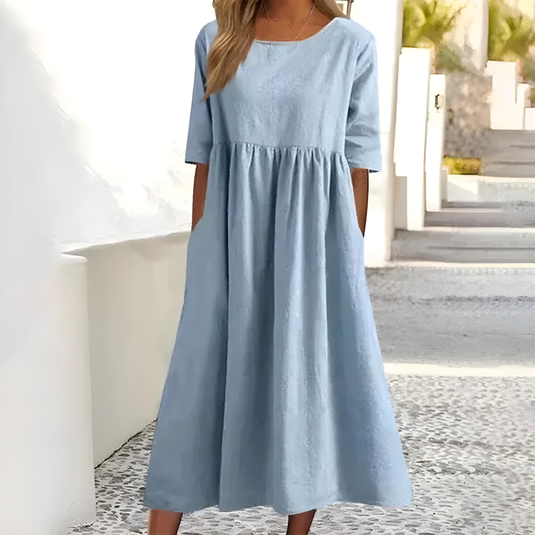 Women's Summer Dress | Elegant Cotton-Linen Dress
