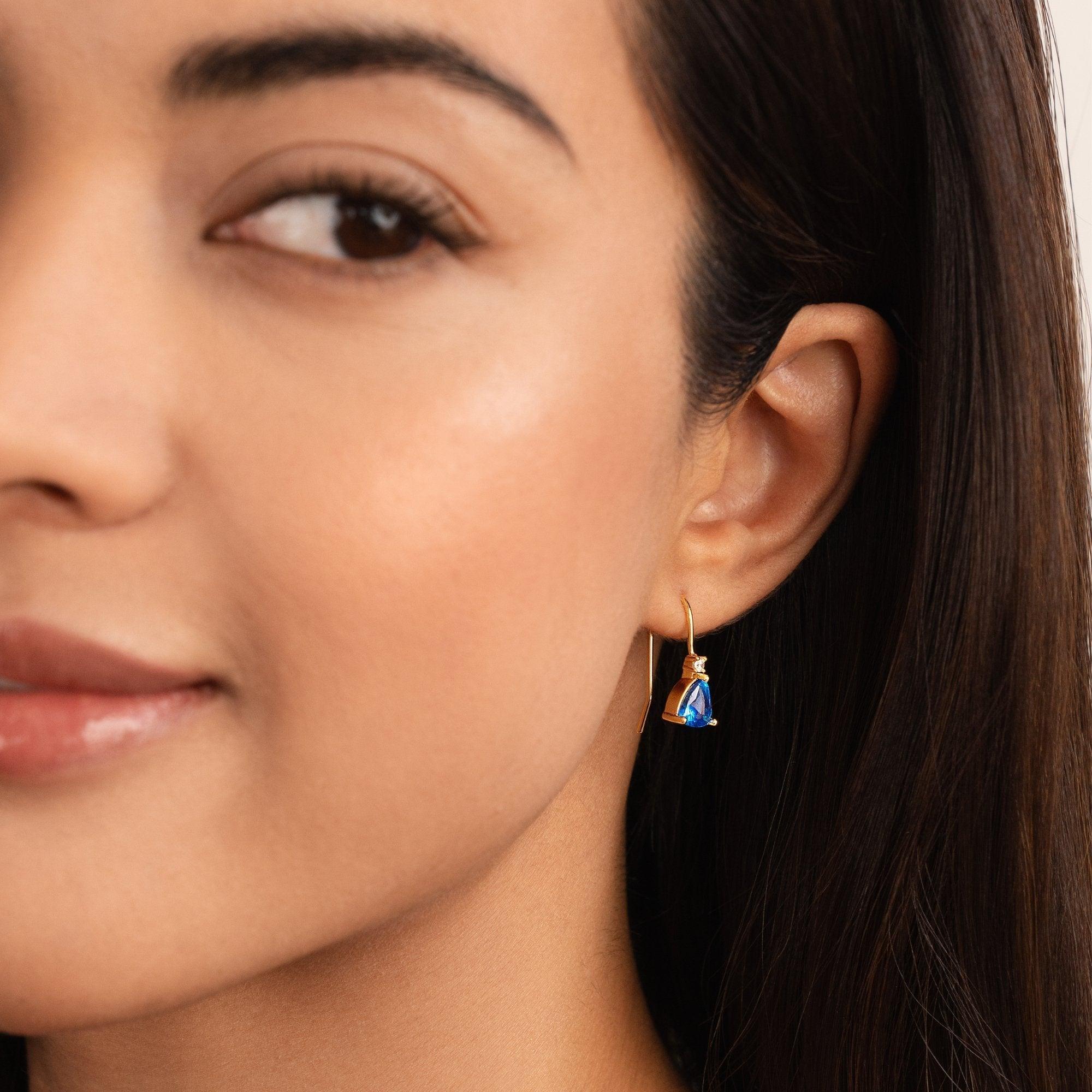 Blue Crystal Drop Earrings - SANTORINI