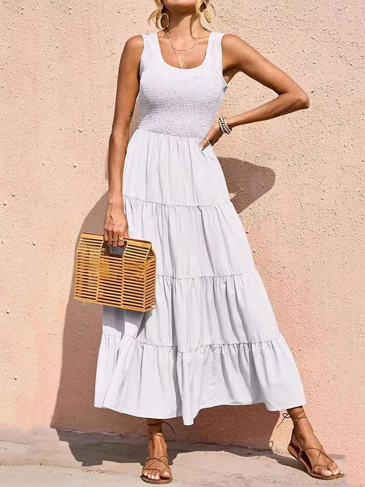 Lydia | Sleeveless White Maxi Dress for Women