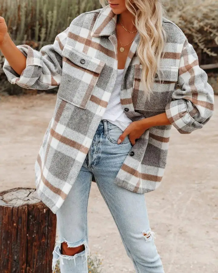 Plaid Oversized Shacket for Women