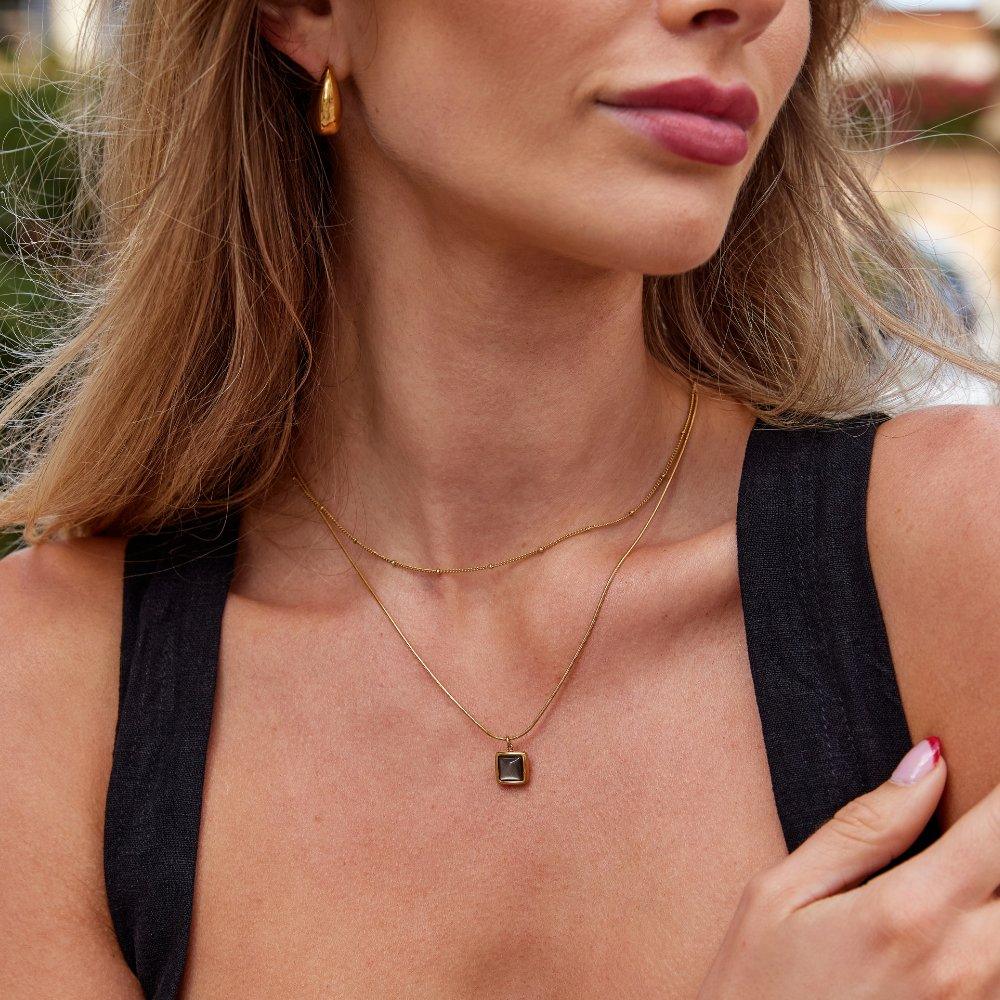 Riva Midnight Black Pendant Necklace - SANTORINI
