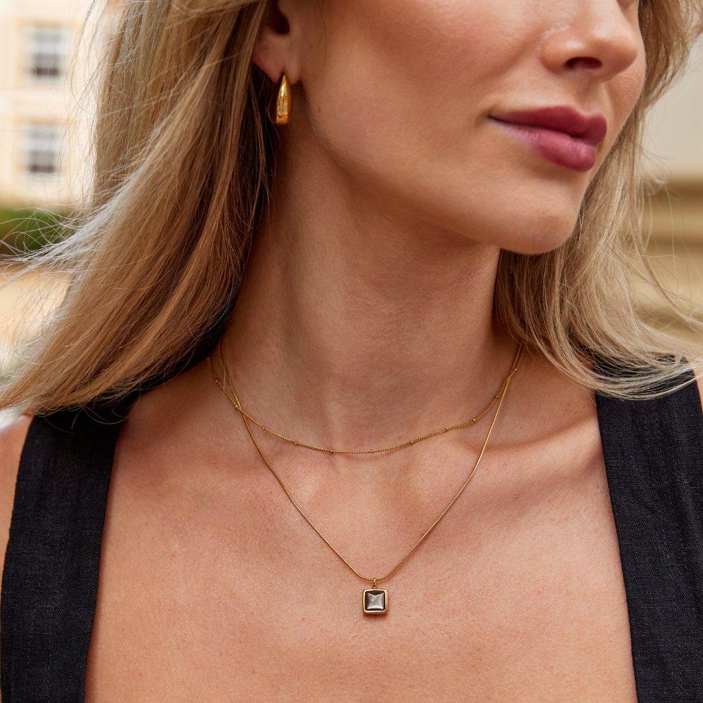 Riva Midnight Black Pendant Necklace - SANTORINI