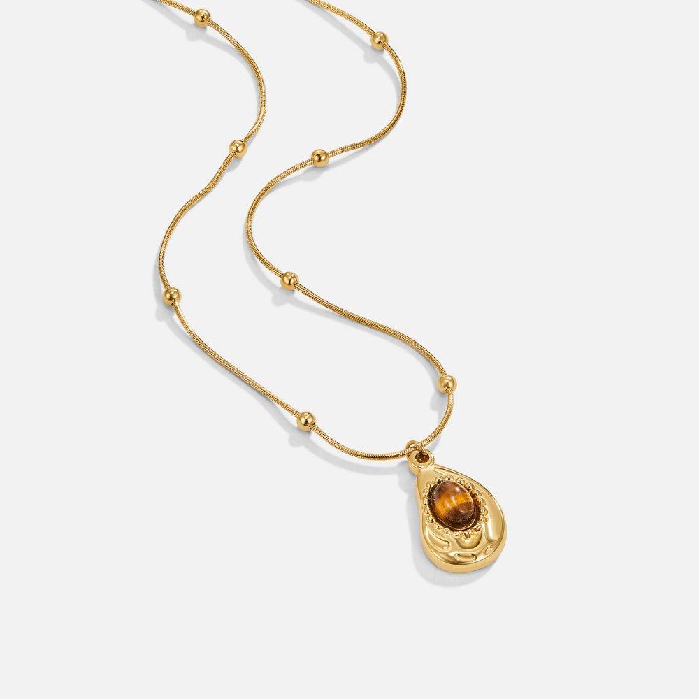 Tiger Stone Pendant Necklace - SANTORINI