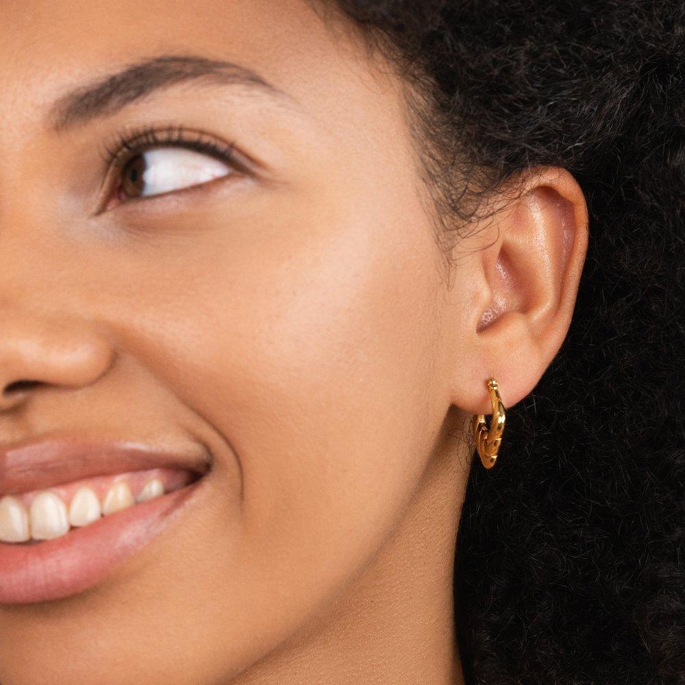 Twisted Gold Square Hoop Earrings - SANTORINI