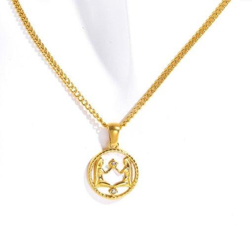 White Shell Zodiac Coin Necklace - SANTORINI