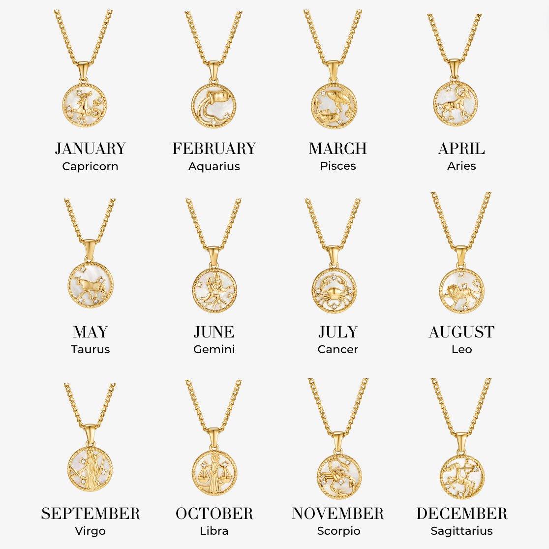 White Shell Zodiac Coin Necklace - SANTORINI